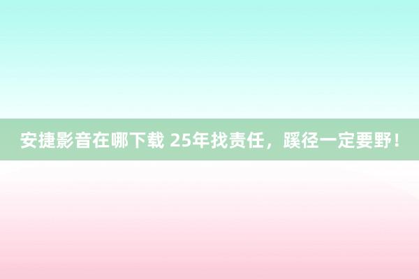 安捷影音在哪下载 25年找责任，蹊径一定要野！
