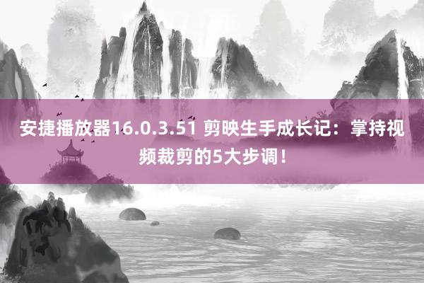 安捷播放器16.0.3.51 剪映生手成长记：掌持视频裁剪的5大步调！