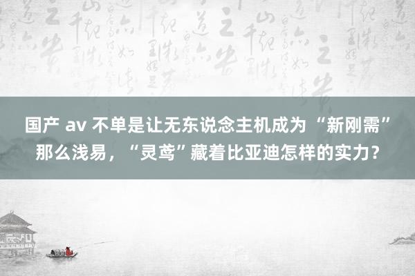 国产 av 不单是让无东说念主机成为 “新刚需”那么浅易，“灵鸢”藏着比亚迪怎样的实力？