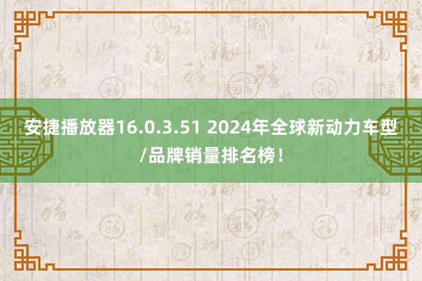 安捷播放器16.0.3.51 2024年全球新动力车型/品牌销量排名榜！
